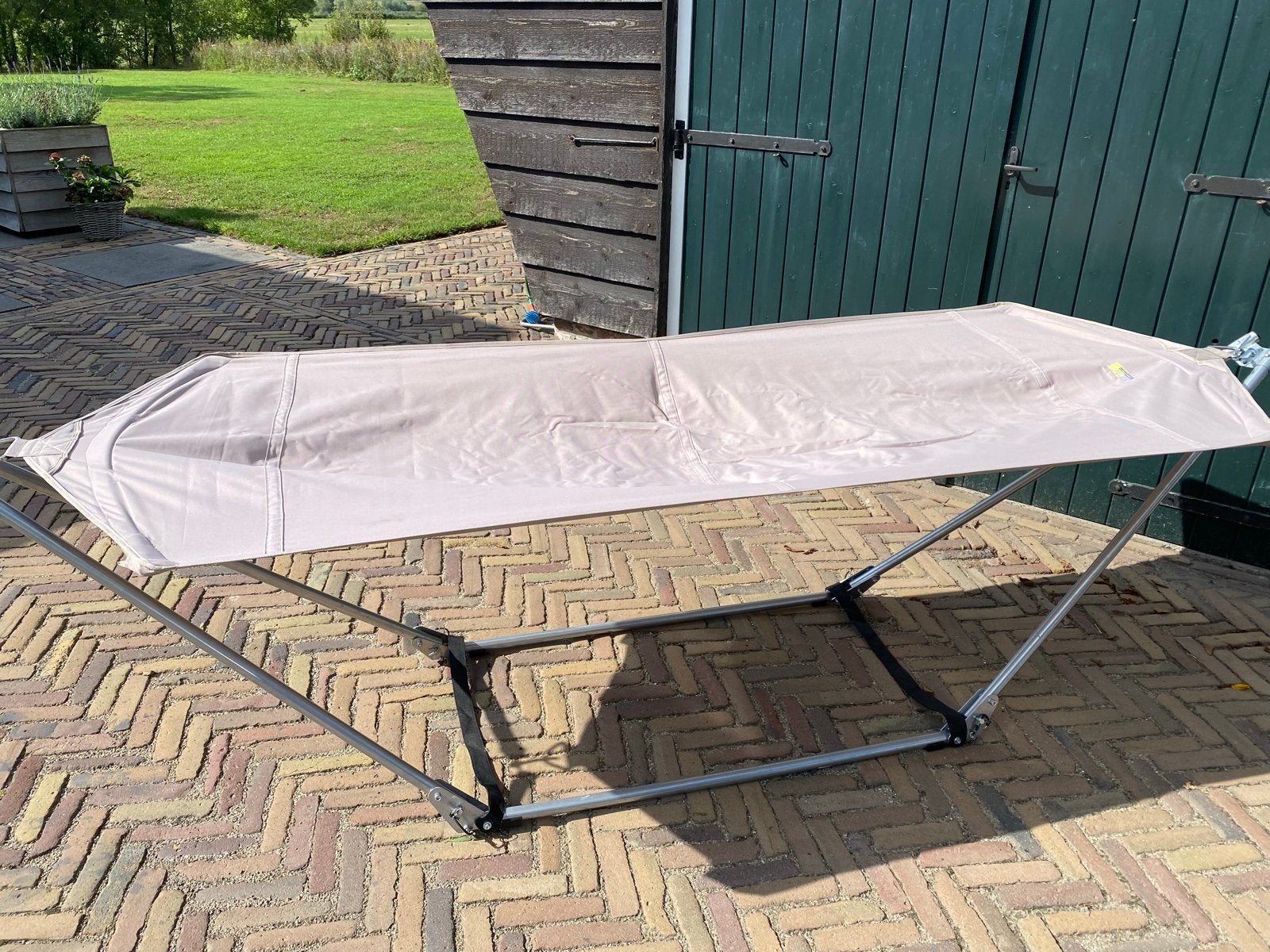 Opvouwbare hangmat met standaard - Ideaal voor camping/tuin, Tuin en Terras, Ophalen, Gebruikt, Met standaard, Eenpersoons