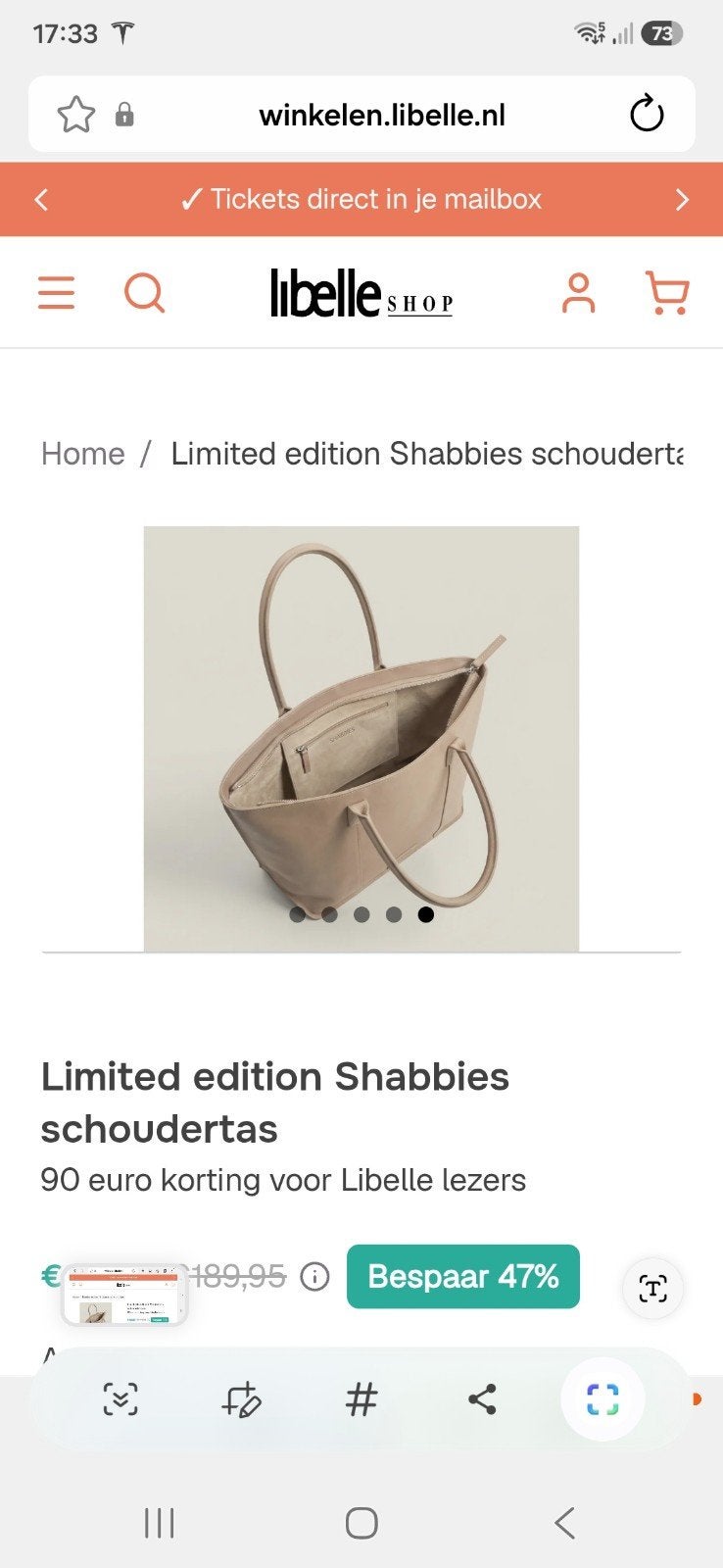 Nieuwe Libelle Limited Edition Shabbies Leren Schoudertas, Ophalen of Verzenden