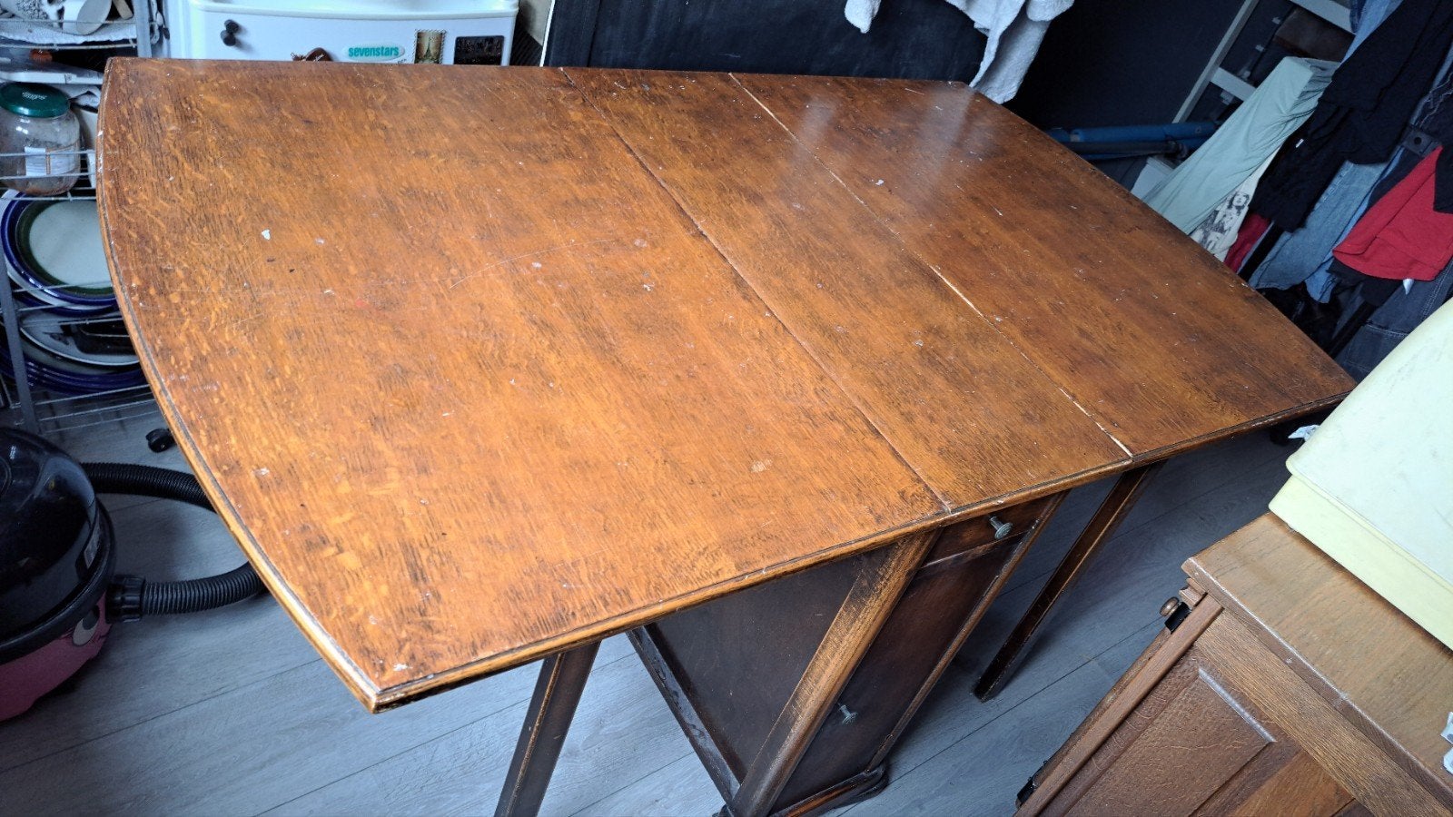 Oude uitklapbare tafel - opknapper, Ophalen, Gebruikt, 100 tot 150 cm, 50 tot 100 cm