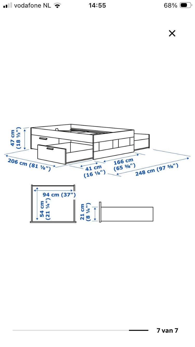 IKEA Malm bedframe met lades, 160x200 cm, zwart, Ophalen, Gebruikt, Zwart, Tweepersoons