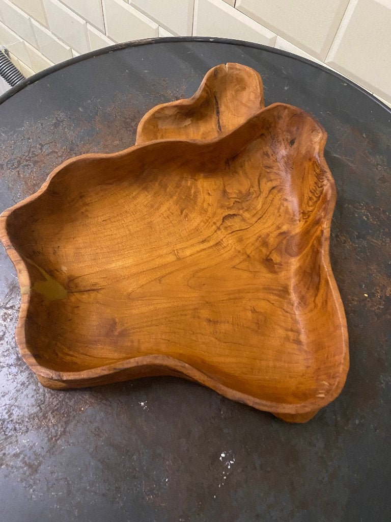 Teak houten schaal plat, Ophalen, Schaal, Zo goed als nieuw, Overige vormen