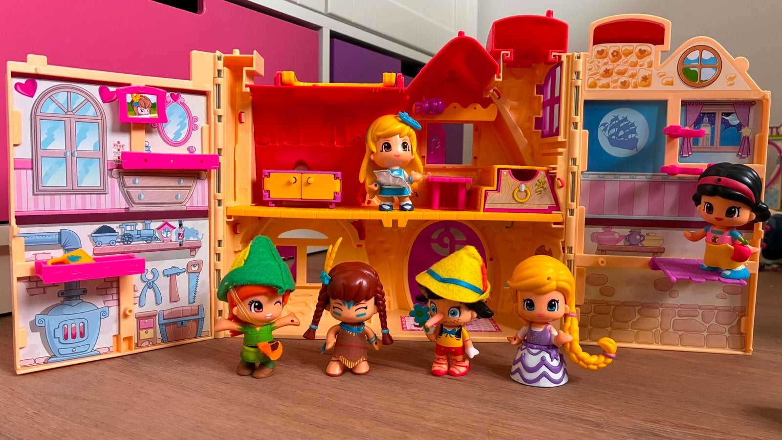 Grote set Pinypon poppen, huis en koets, Ophalen, Gebruikt, Overige typen