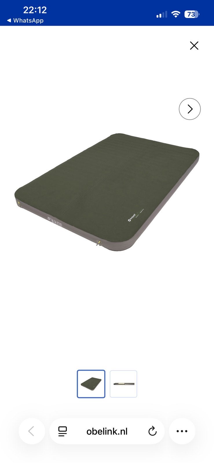 Outwell Dreamhaven Double 10.0 slaapmat, Ophalen, Zo goed als nieuw, 2-persoons
