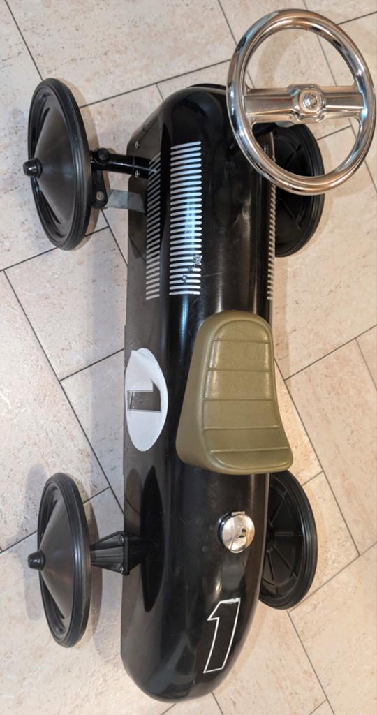 Vintage Zwarte Trapauto met Nummer 1 - Kinder Raceauto, Ophalen, Gebruikt
