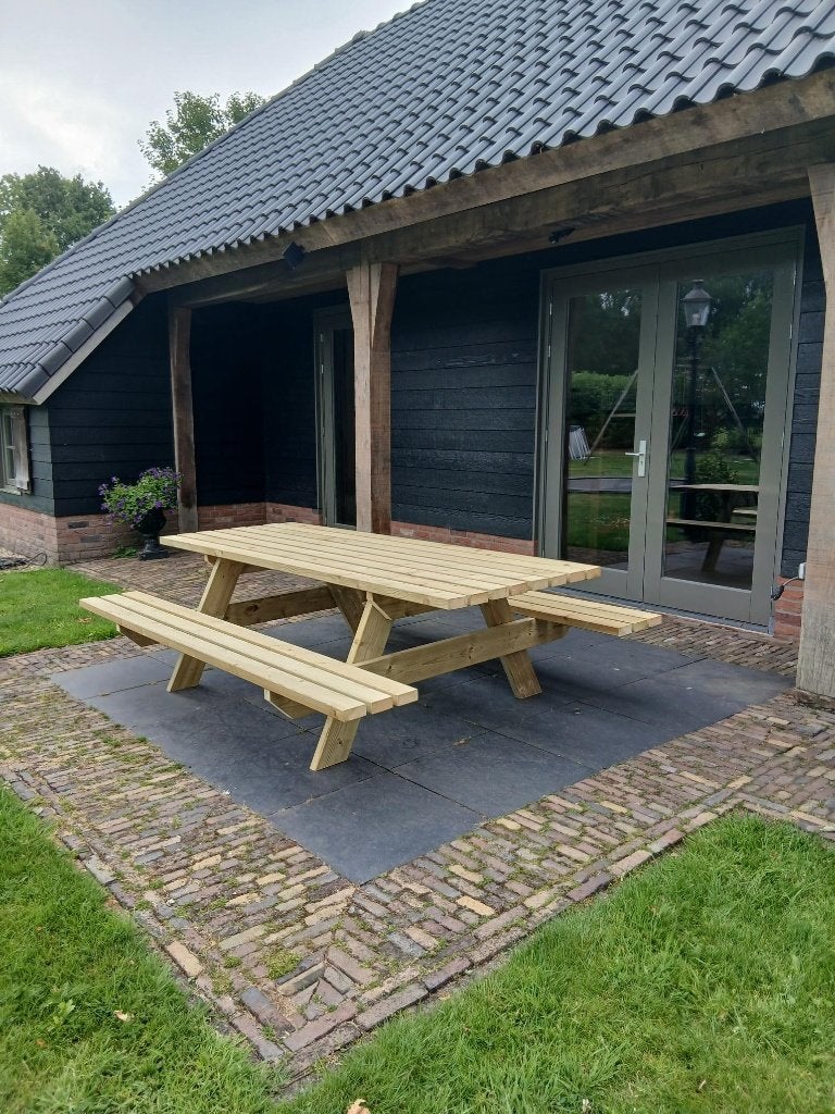 stevige houten picknicktafel 250 cm, Ophalen, Nieuw, Rechthoekig, Hout