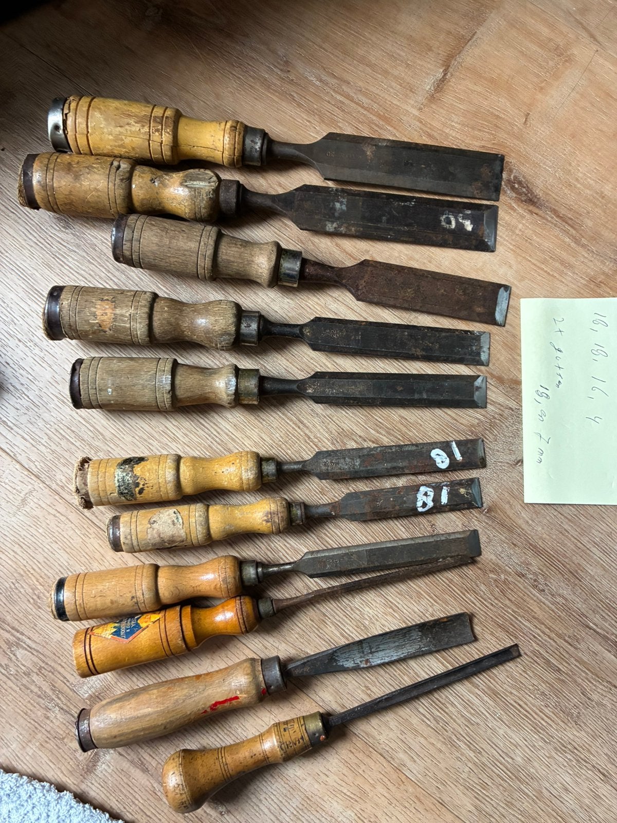 11 stuks hout steekbeitels antieke beitels gutsen, Ophalen of Verzenden