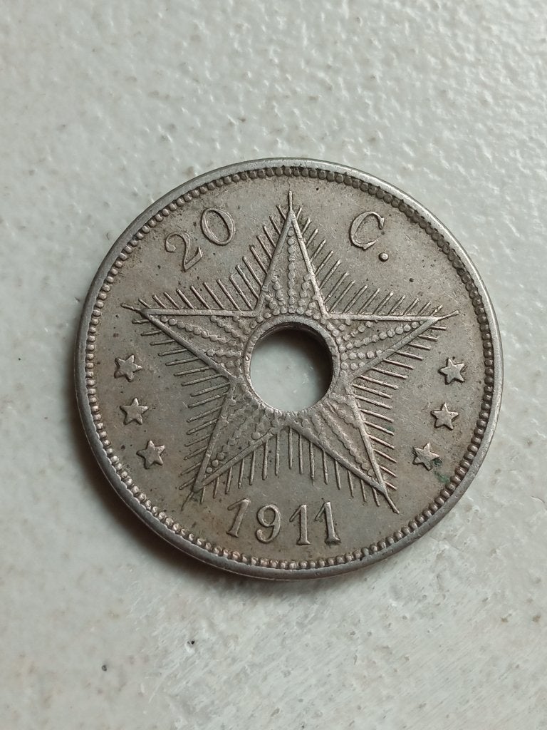Belgisch Congo 20 centimes 1911., Ophalen of Verzenden, Overige landen, Losse munt