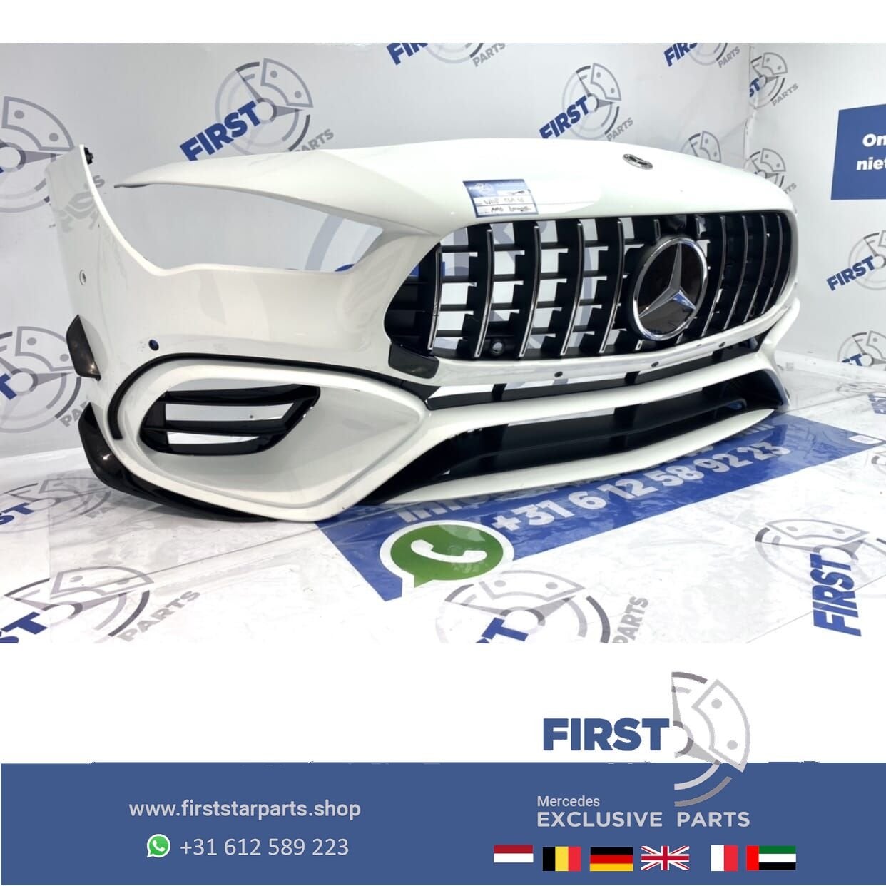 W118 CLA 45 CLA45S AMG GT VOORBUMPER WIT COMPLEET CLA45 AERO, Gebruikt, -, Voor, Ophalen of Verzenden