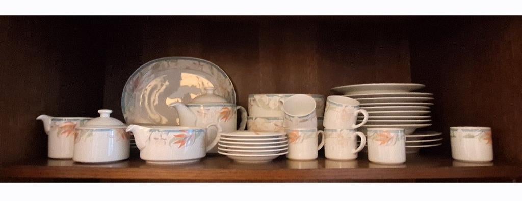 Kyoto 'Hannah' porseleinen koffieservies - Paradijsvogel, Ophalen of Verzenden, Zo goed als nieuw, Porselein, Overige stijlen