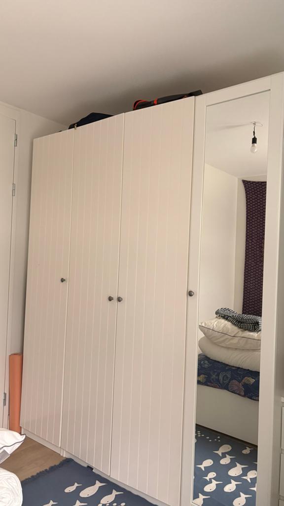 IKEA PAX Kledingkast met spiegeldeur, Ophalen, 200 cm of meer, Zo goed als nieuw, Met lade(s)