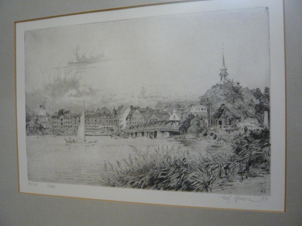 Ets / Litho 90/150 stad aan de Moezel Rijn? 48x40cm, Ophalen