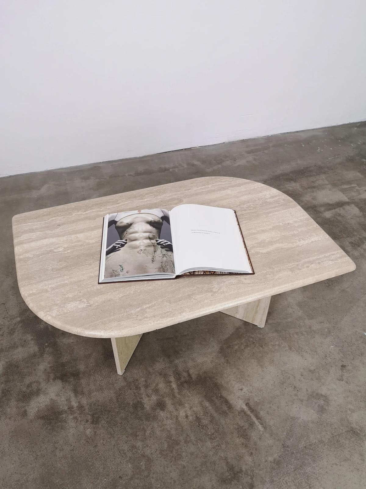 Travertin salontafel, Ophalen, Overige materialen, 50 tot 100 cm, Zo goed als nieuw