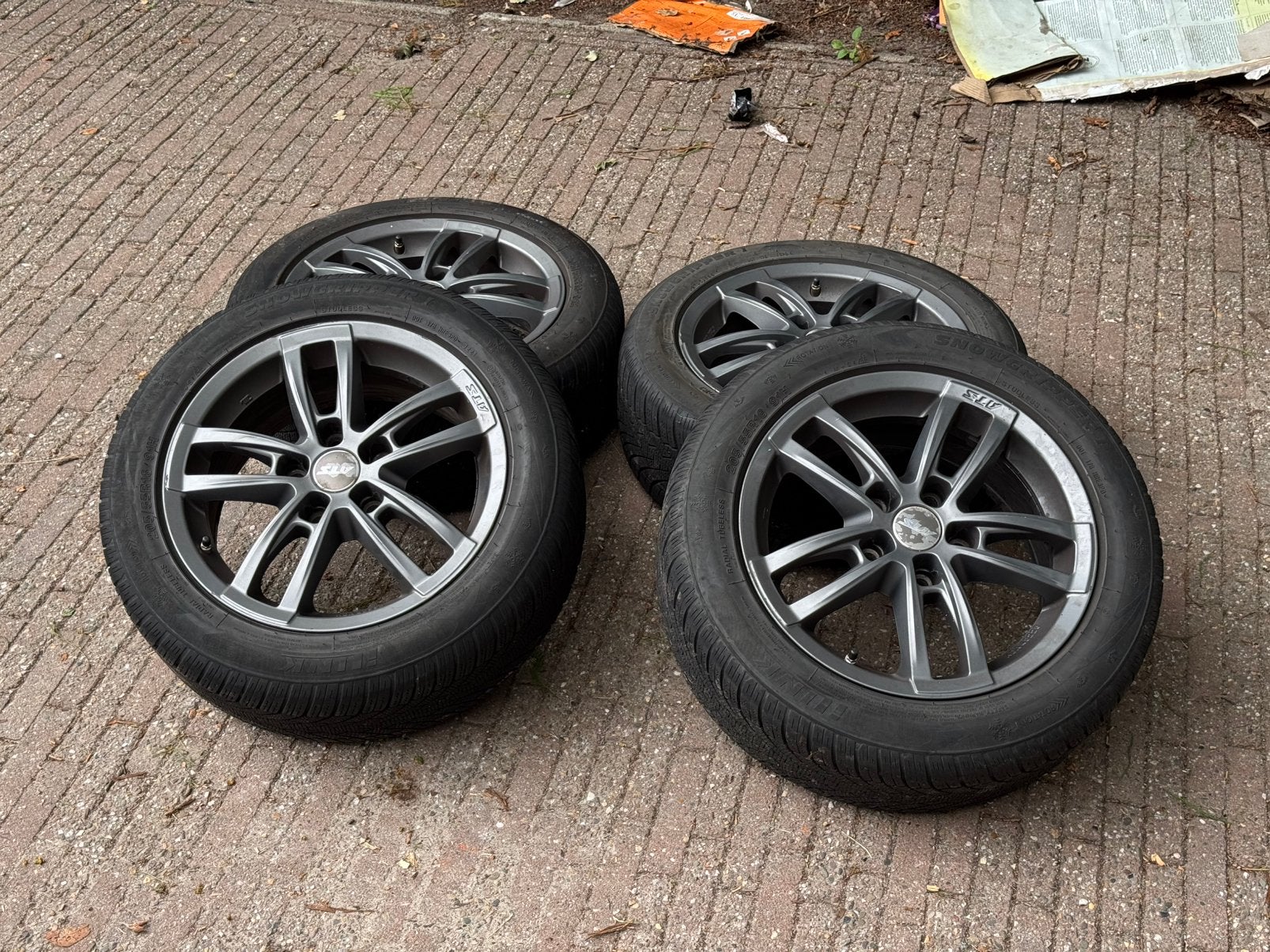 x4 ATS alloy wheels with winter 205/55-R16 5*120 BMW, Ophalen, Gebruikt, 16 inch, Banden en Velgen