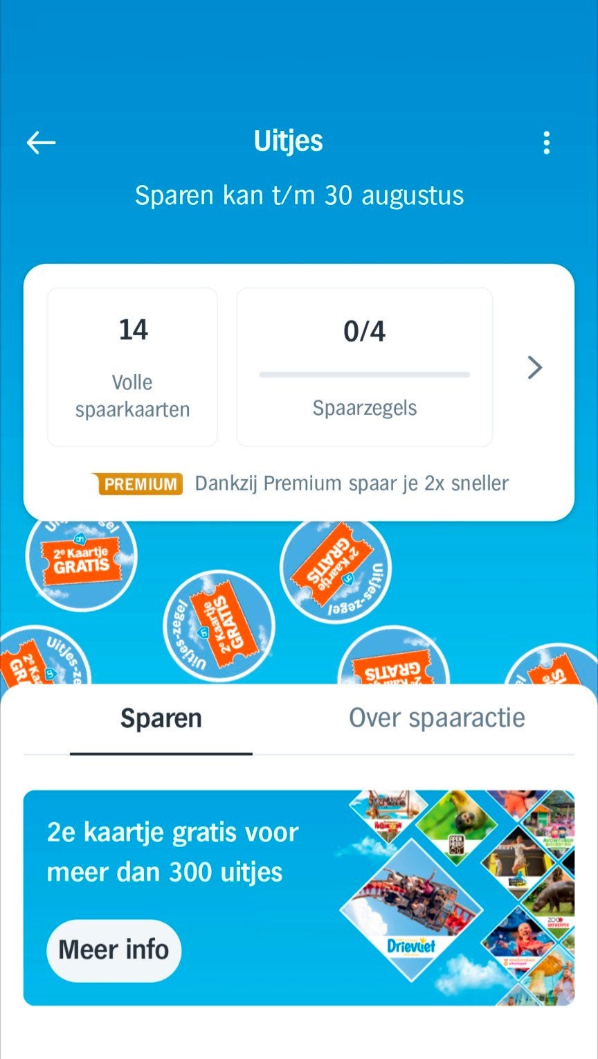 AH uitjes zegels €1,00 per volle spaarkaart, Eén persoon, Kortingsbon