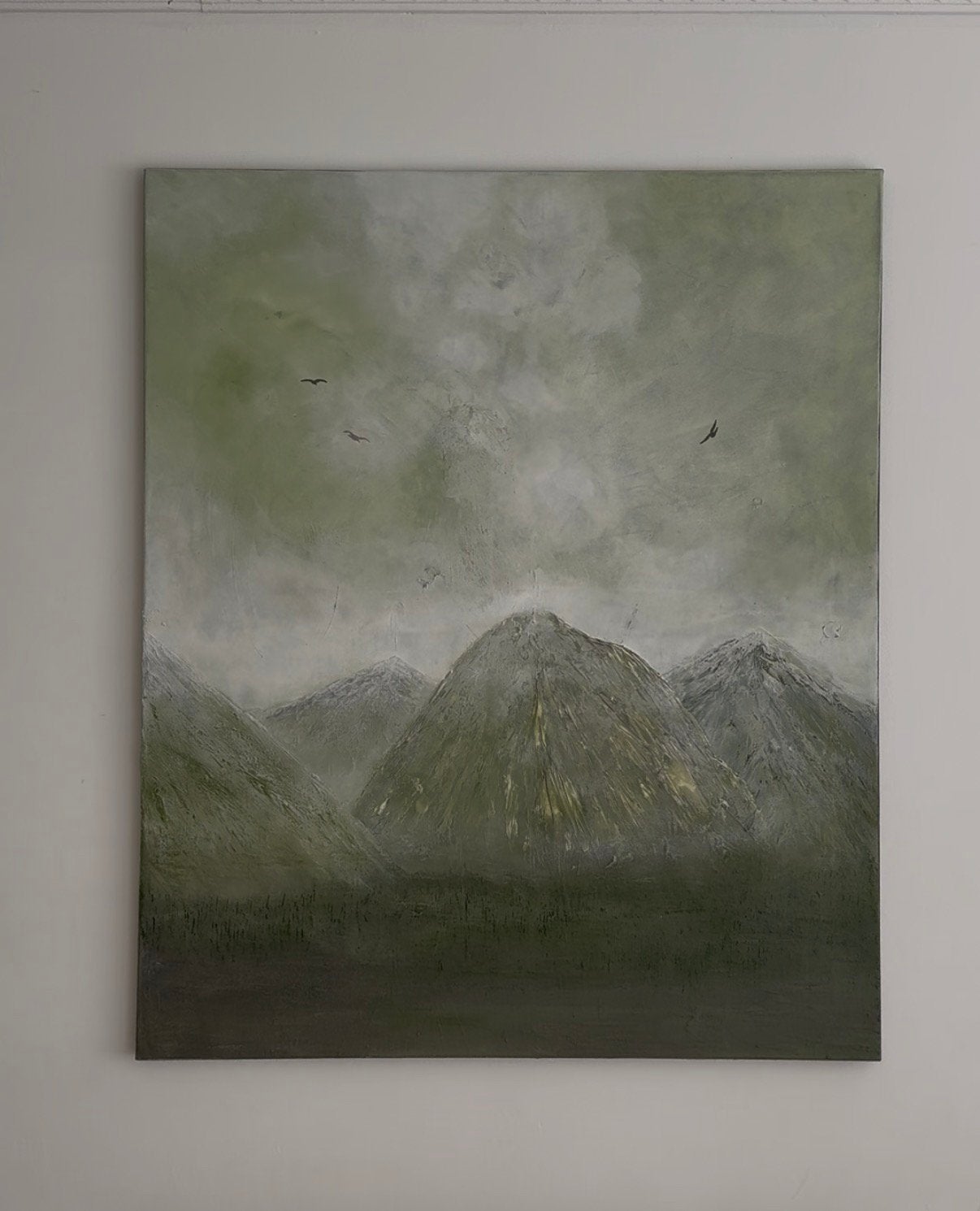 Handgemaakt schilderij 100x120 “groene rust”, Huis en Inrichting, Oorspronkelijke maker, Nieuw, Ophalen of Verzenden, Schilderij