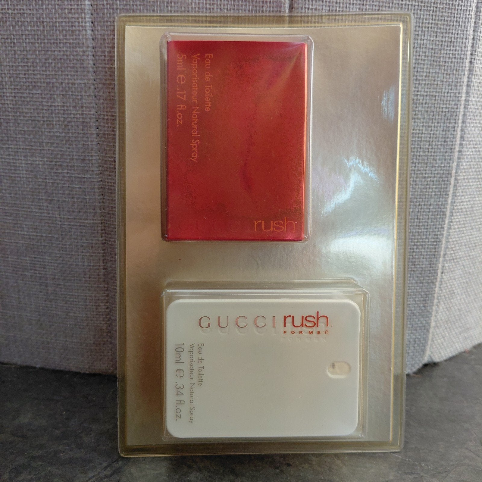 Extreem Zeldzame Vintage Gucci Rush Miniatuurset 5ml+10ml, Ophalen of Verzenden, Nieuw, Miniatuur