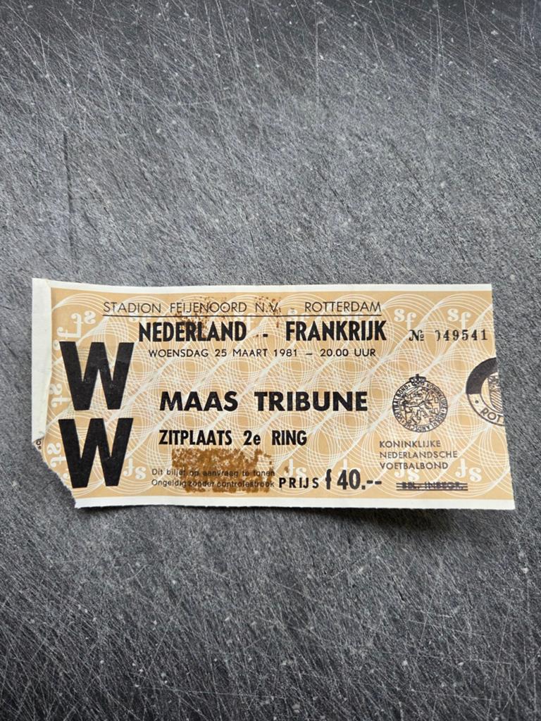 Origineel ticket WK-kwalificatie NL - Frankrijk 1981, Eén persoon