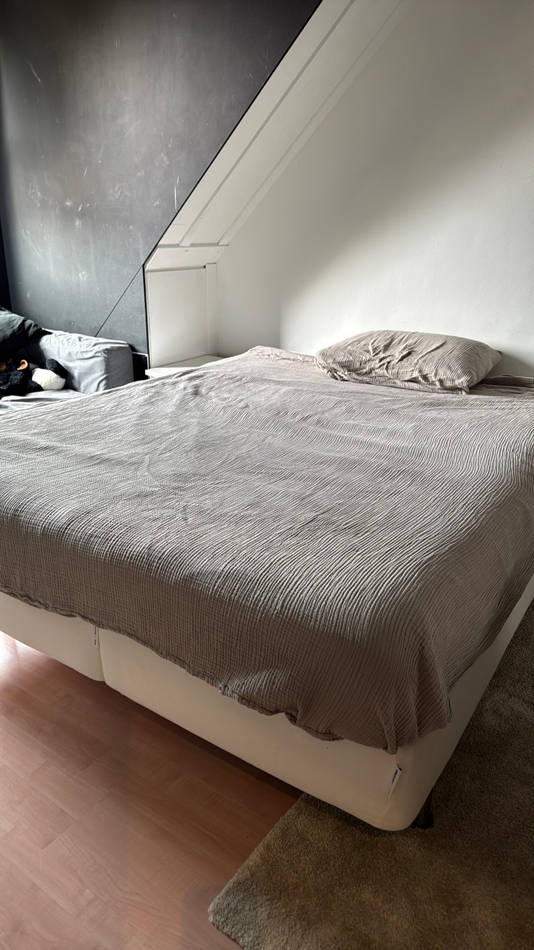 IKEA Engerdal Boxspring 160x200 (excl. matras), Ophalen, Gebruikt, Wit, Tweepersoons