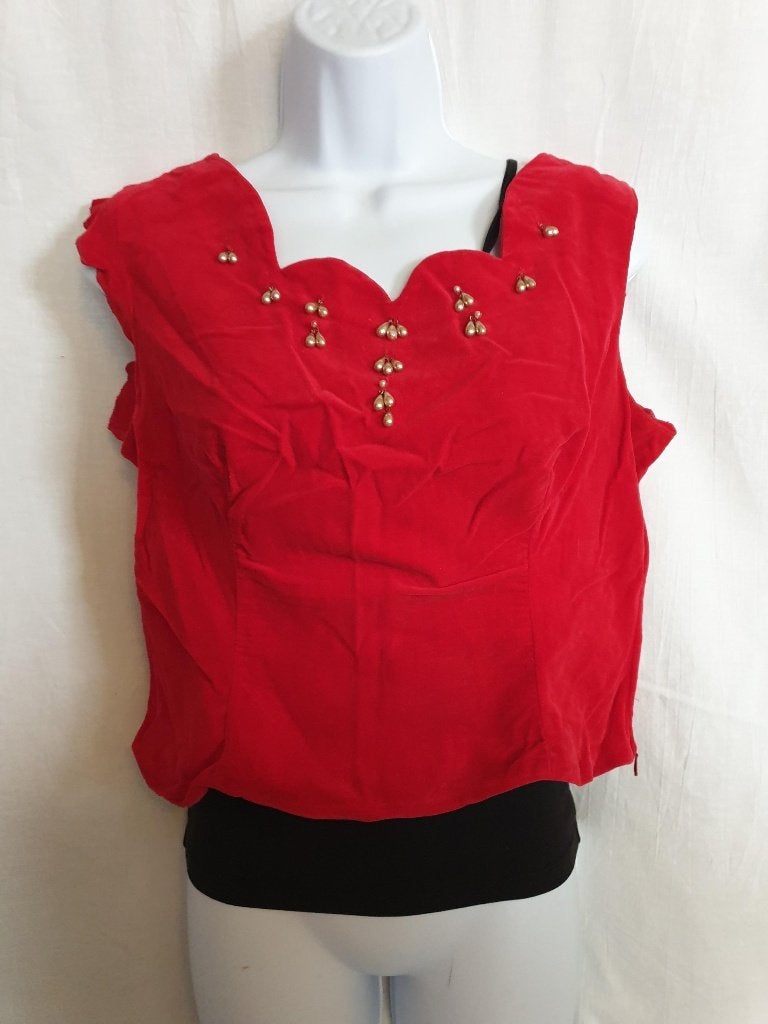 Heel leuk ouderswets rood fluwelen shirtje. Mt 42., Kleding | Dames, Carnaval, ., Maat 42/44 (L), Ophalen of Verzenden