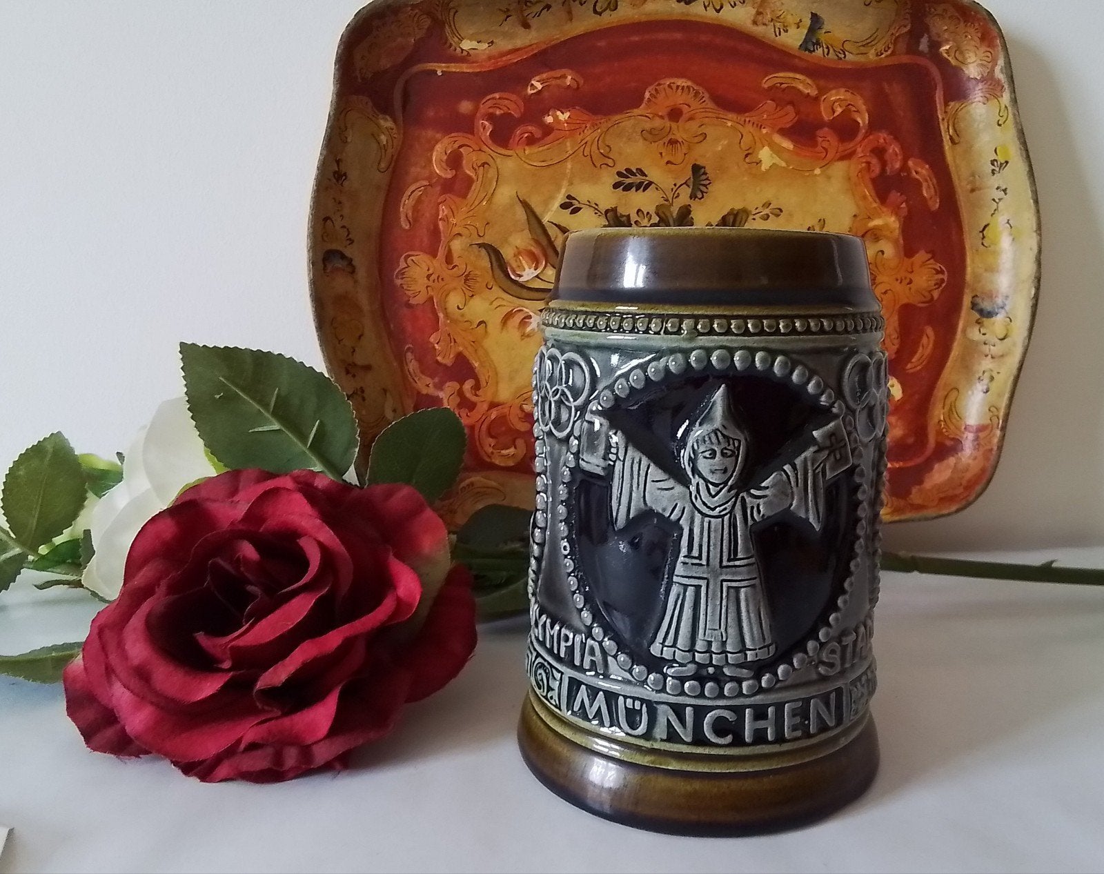 München Olympische Spelen, bierpul,hoogte 14.5 cm, Ophalen of Verzenden