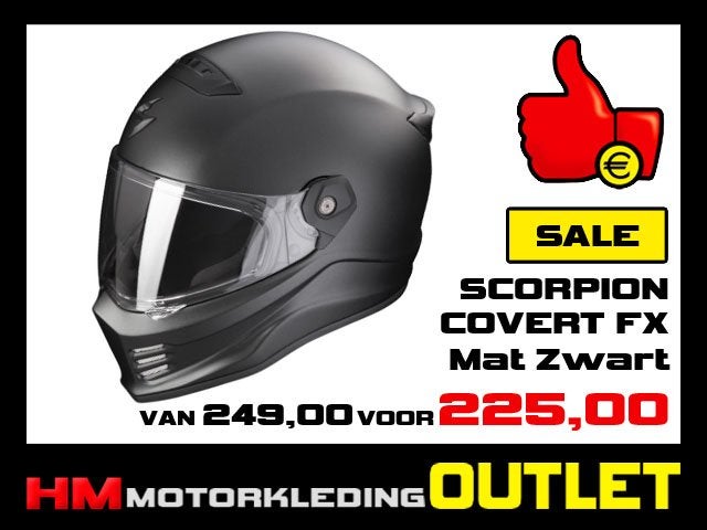 Motorhelm Scorpion Covert FX - Mat Zwart - Integraalhelm, Info@huybersmotoren.nl, HM - Sale, NL, Kinderen