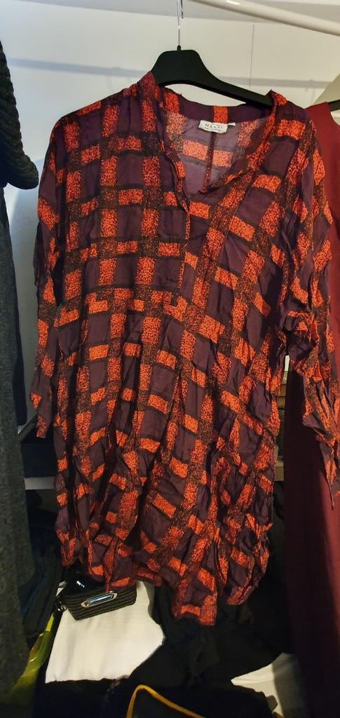 Magali geruite tuniek/blouse - maat M, Maat 38/40 (M), Paars, Ophalen of Verzenden, Zo goed als nieuw