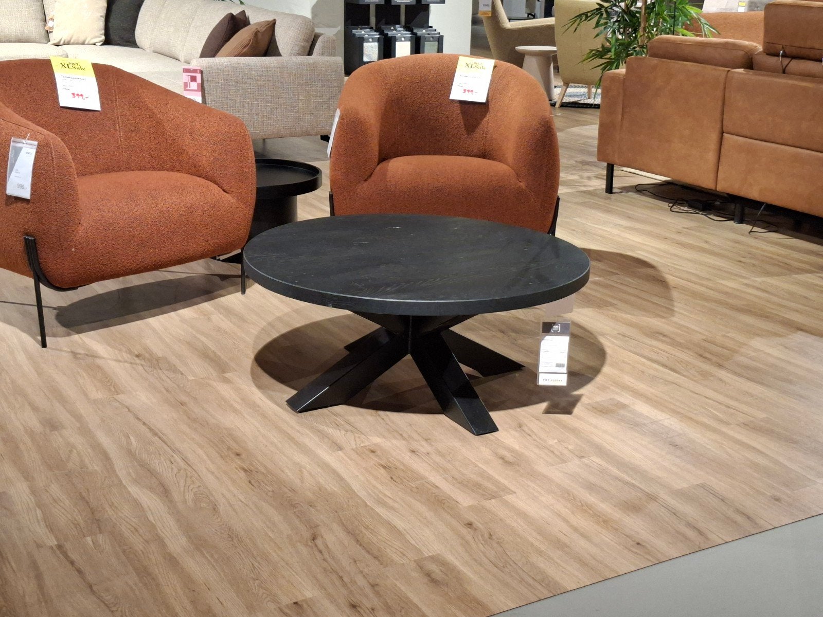 Showroommodel Salontafel Magna rond 100cm eiken zwart, Huis en Inrichting, Tafels | Salontafels, Ophalen, Rond, 50 tot 100 cm
