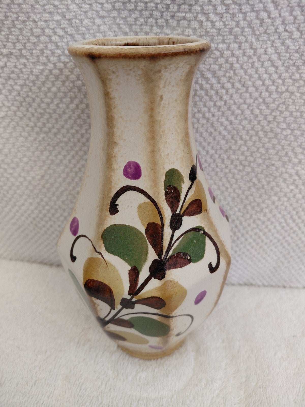 Vintage Keramische Vaas met Handgeschilderde Decoratie, Ophalen of Verzenden