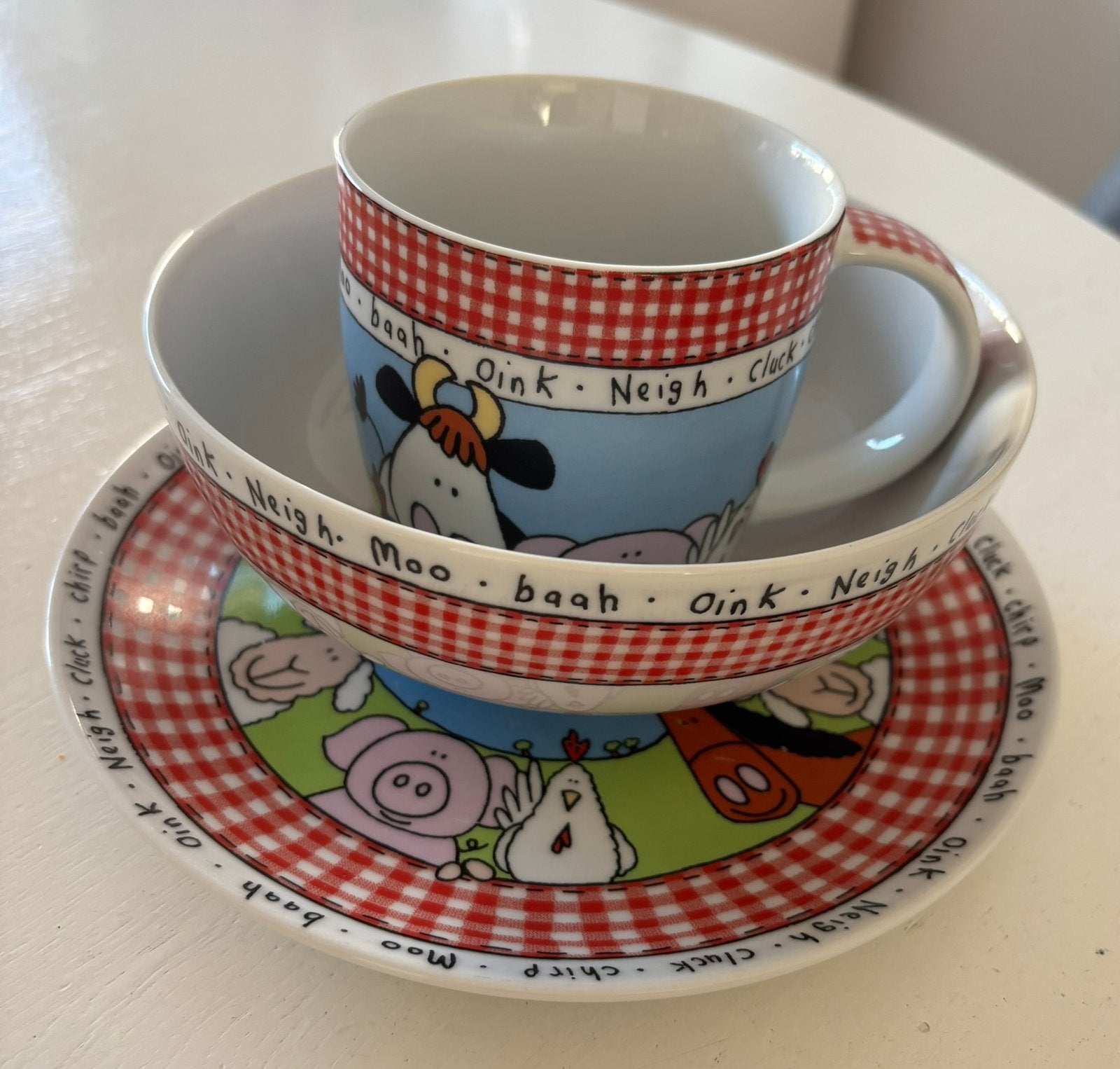 Leuk kinder servies setje met boerderijdieren, Ophalen of Verzenden, Zo goed als nieuw, Overige typen