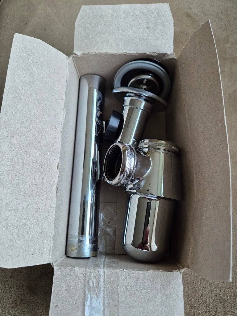 Chrome beker plug syfon, Ophalen, Nieuw, Chroom, Wastafel