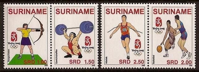 Suriname 1526/9 postfris Olympische Spelen 2008, Ophalen of Verzenden, Postfris