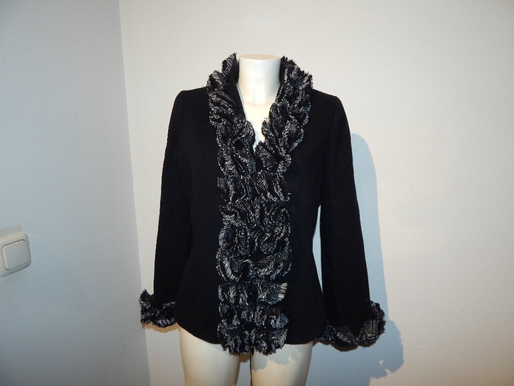 Anne Fontaine chique jas wol zwart stoffen bloemen erop 44, Kleding | Dames, Zwart, Maat 42/44 (L), Zo goed als nieuw, Anne Fontaine