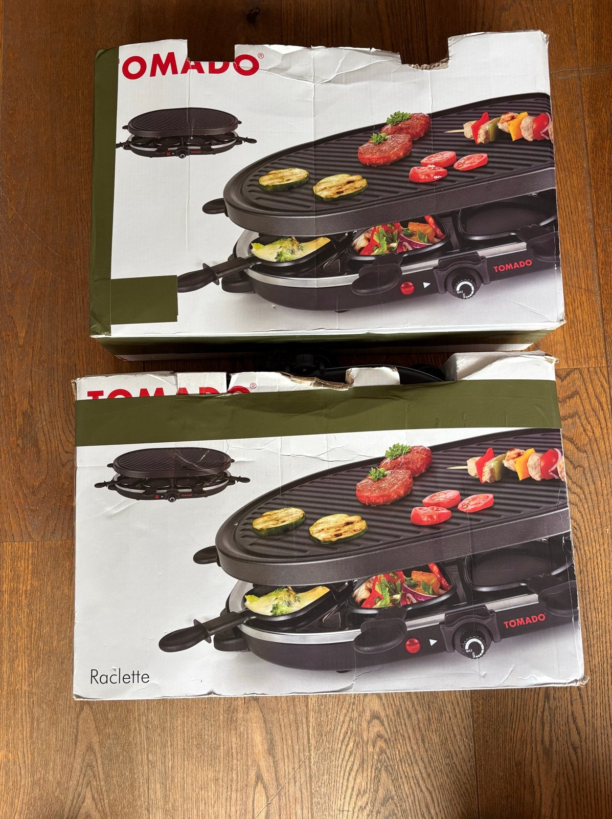 2 Tomado Gourmet Raclette Stellen met Pannetjes, Ophalen, Gebruikt