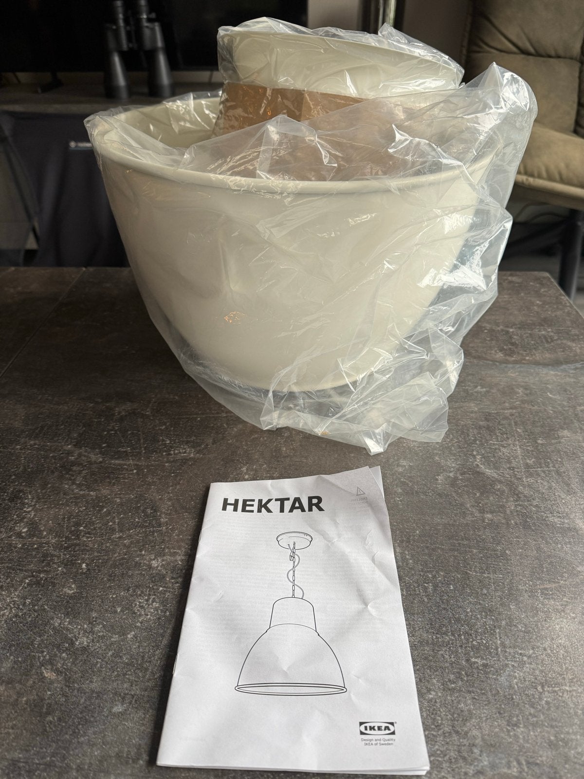 IKEA Hektar hanglamp wit, Huis en Inrichting, Ophalen, Nieuw, E27 (groot), Metaal