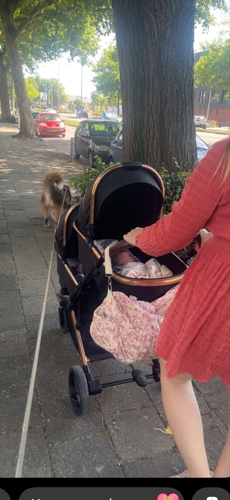 Tweelingwagen zwart/rose goud incl. Maxi-Cosi en zitjes, Gebruikt, Duowagen, Combiwagen, Ophalen