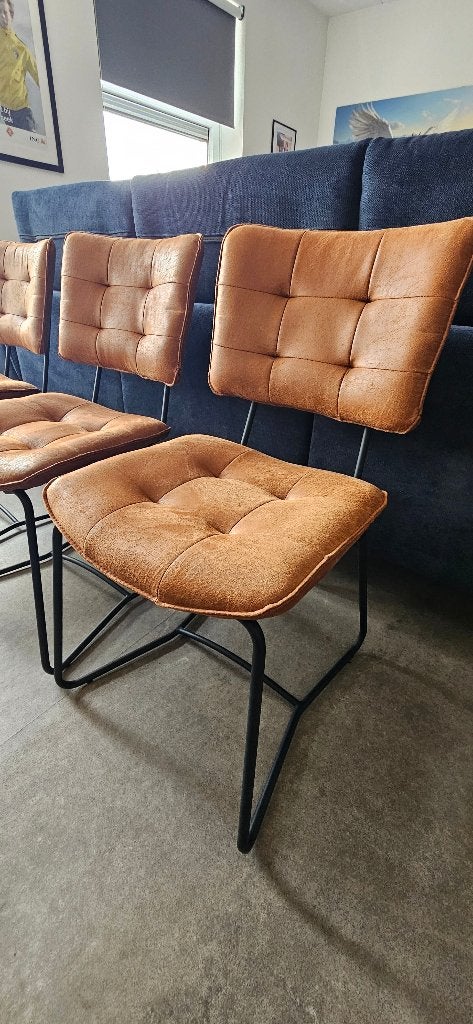 Drie eetkamerstoelen en bankje, Ophalen of Verzenden, Zo goed als nieuw, Bruin, Drie