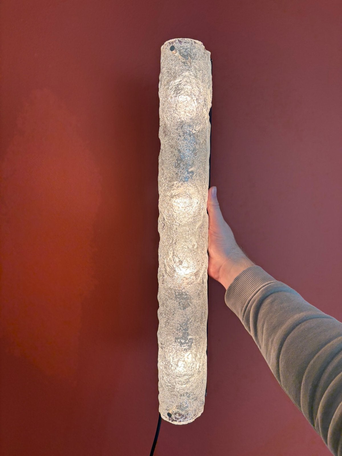Vintage Hillebrand XL ijsglazen wandlamp jaren 60/70, Ophalen of Verzenden, Gebruikt, Glas