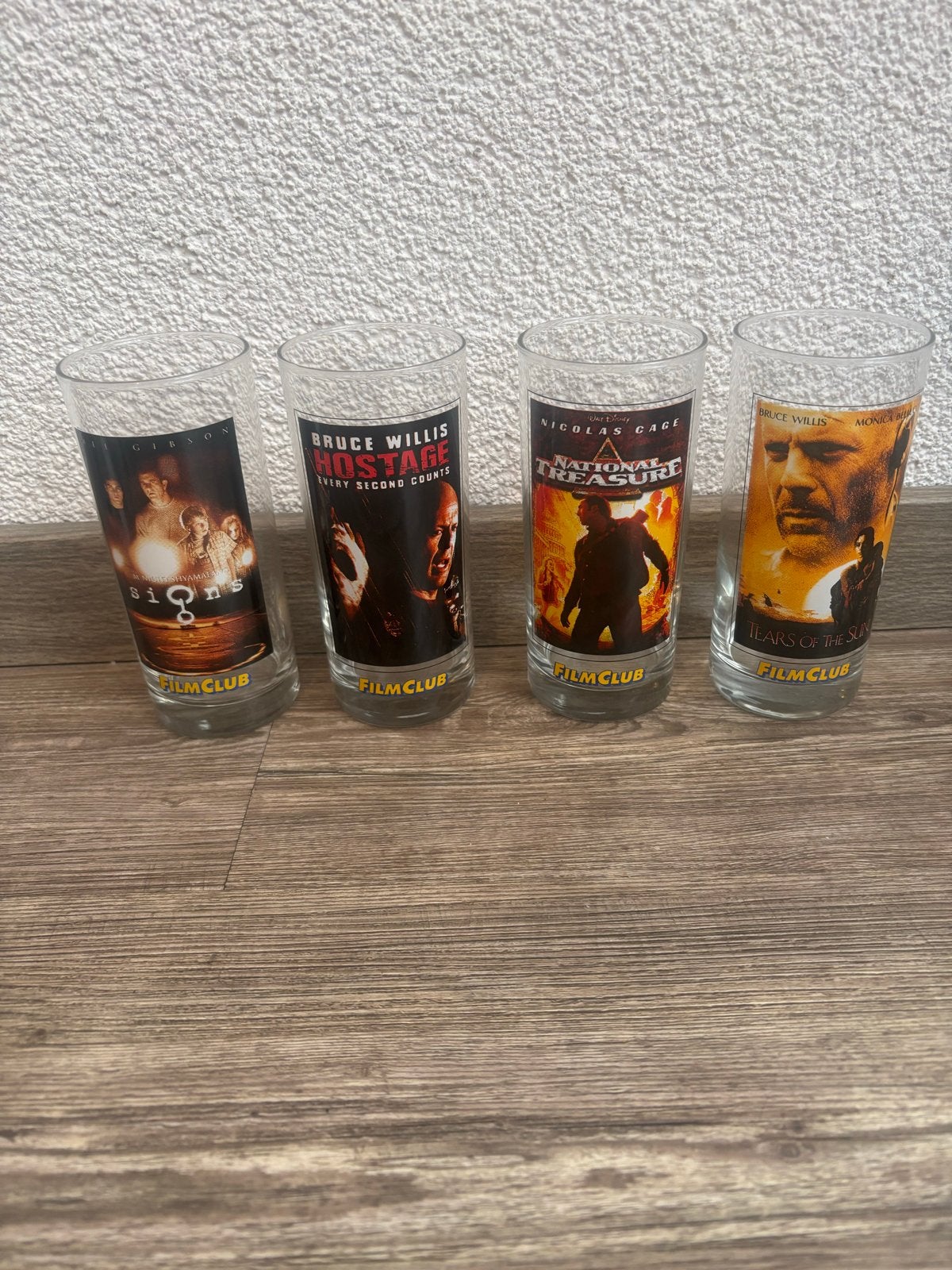 Verzameling van 14 verschillende Filmclub glazen, Glas of Glazen, Ophalen of Verzenden, Overige stijlen, Glas