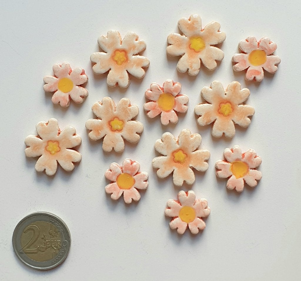 Mozaïek steentjes handgemaakte keramiek bloemetjes, H2D, Verzenden, Oranje, Handgemaakt, Nieuw