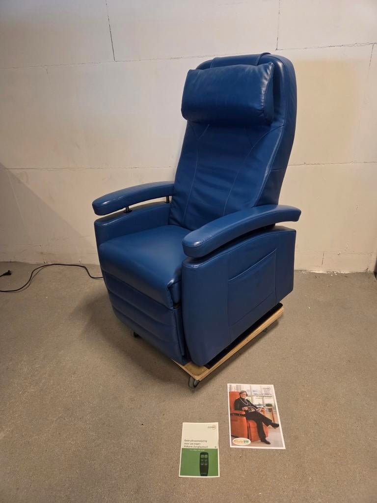 fitFORM 570 Vario blauw leer, Huis en Inrichting, Fauteuils, Ophalen, Minder dan 75 cm, Leer, 50 tot 75 cm
