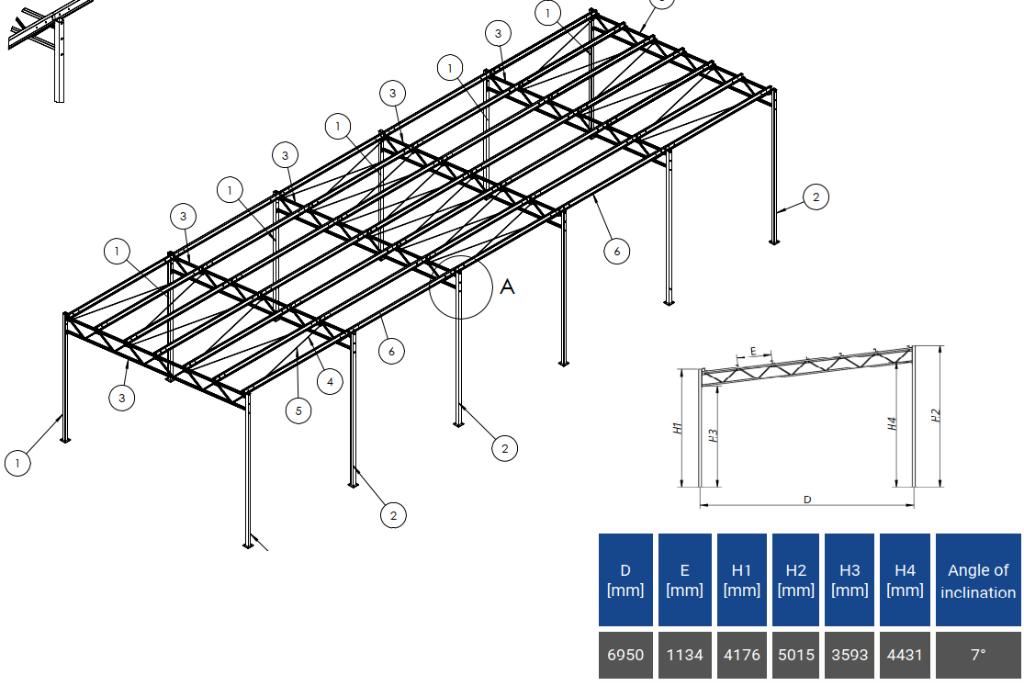 staal constructie, hal, werkplaats, garage 7x20 [140m2], Doe-het-zelf en Verbouw, Metalen, Ophalen, Nieuw, IJzer