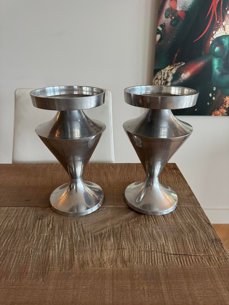 Aluminium kandelaars, Ophalen of Verzenden, Zo goed als nieuw