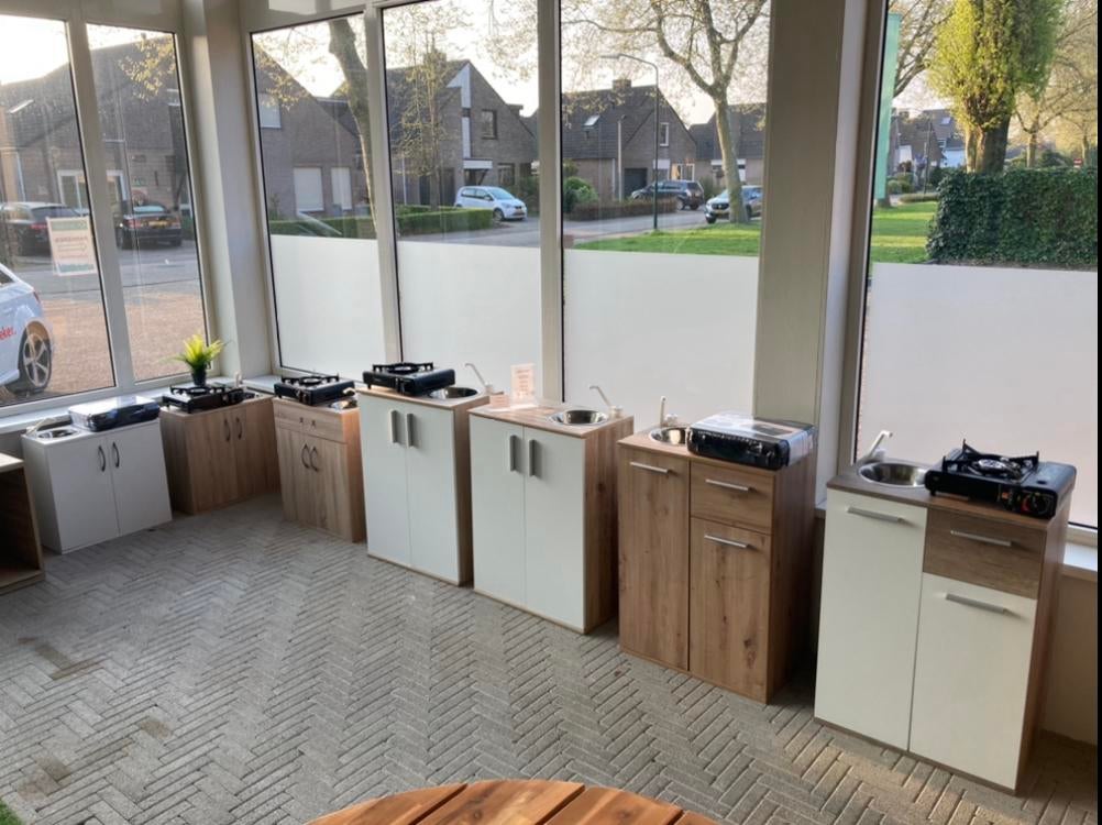 Mobiel keukenkastje voor op de camping. Wastafel&e.v. koken, ., Nieuw, Ophalen of Verzenden, .