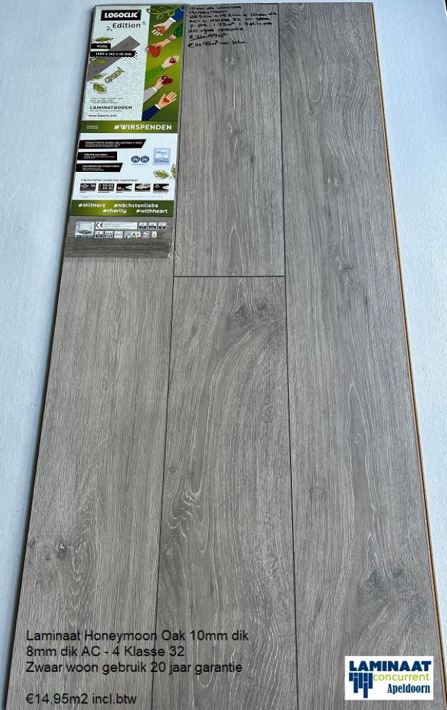 69,20m2 Laminaat Honeymoon Oak 10mm dik 40pak = €825, 75 m² of meer, Nieuw, Ophalen of Verzenden, Laminaat