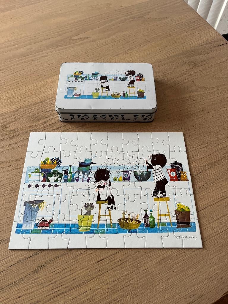 Puzzel Jip en Janneke in blik HEMA, Ophalen of Verzenden, Meer dan 50 stukjes, Gebruikt