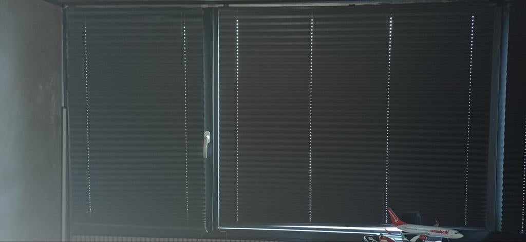 Antraciet plisse gordijnen, Ophalen, 100 tot 150 cm, Grijs, 50 tot 100 cm