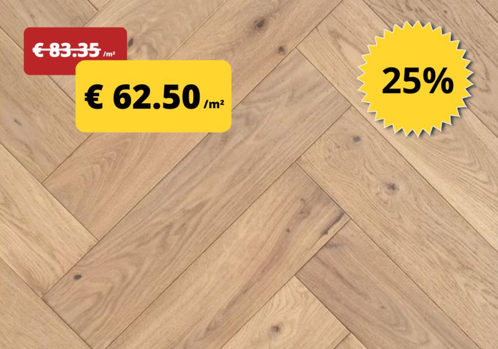 Visgraat vloer voor € 62.50 /m² ! - STOCKVERKOOP, 50 tot 150 cm, Nieuw, 10 m² of meer, 10 tot 30 cm