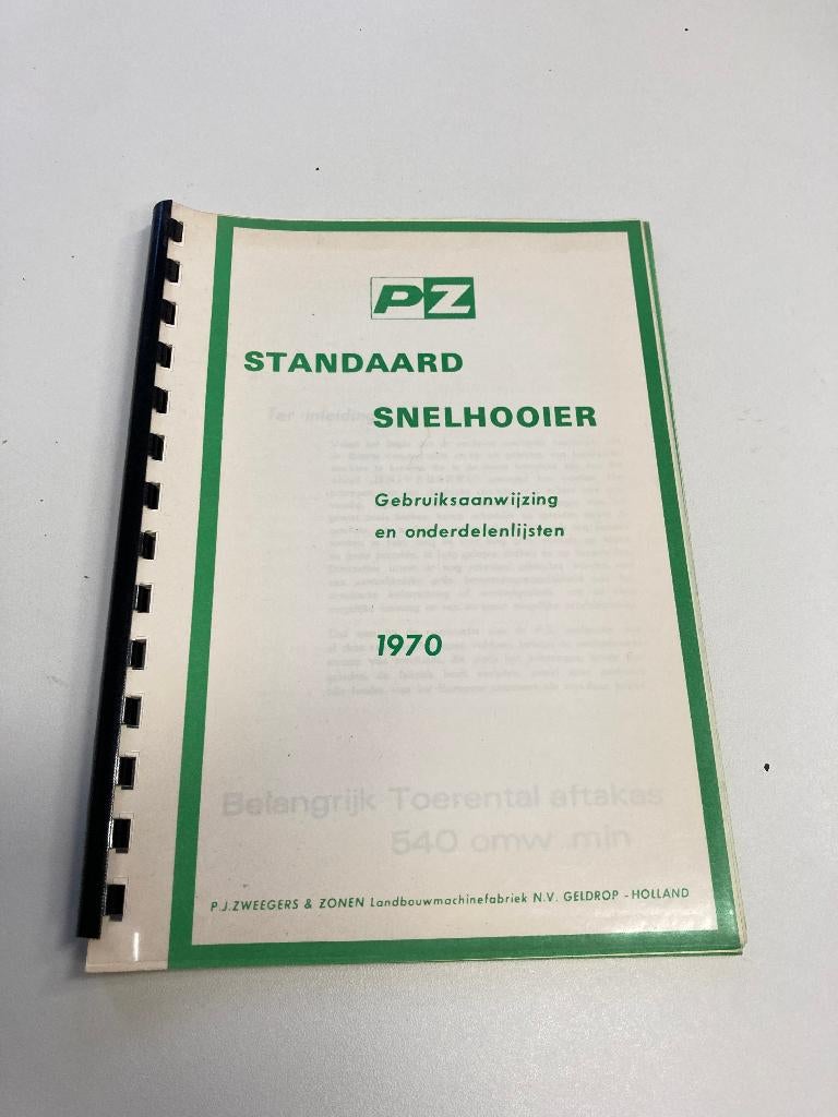 PZ Standaard Snelhooier handleiding, Ophalen of Verzenden, Nieuw, Folder