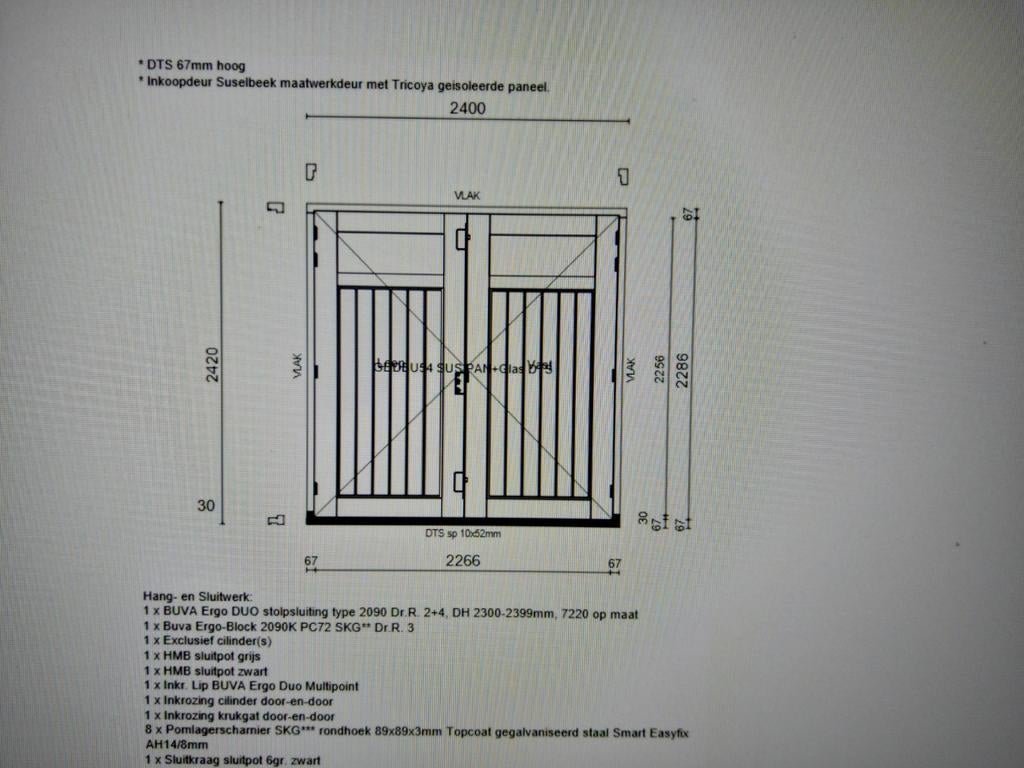 Kozijn met dubbele garage deuren, Ophalen, Hout, 120 cm of meer, 215 cm of meer