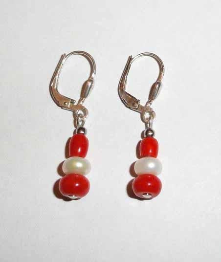 Oorbellen Bloedkoraal Parels zilver 925, Hangers, Nieuw, Ophalen of Verzenden, Rood